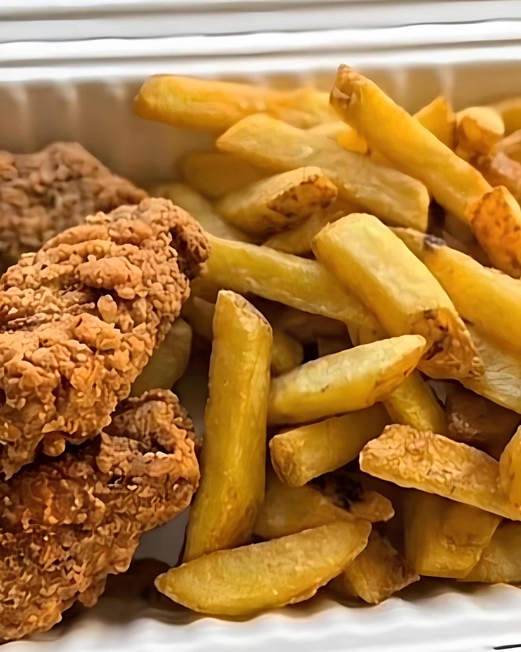 Sweet chilli chicken bites with chips